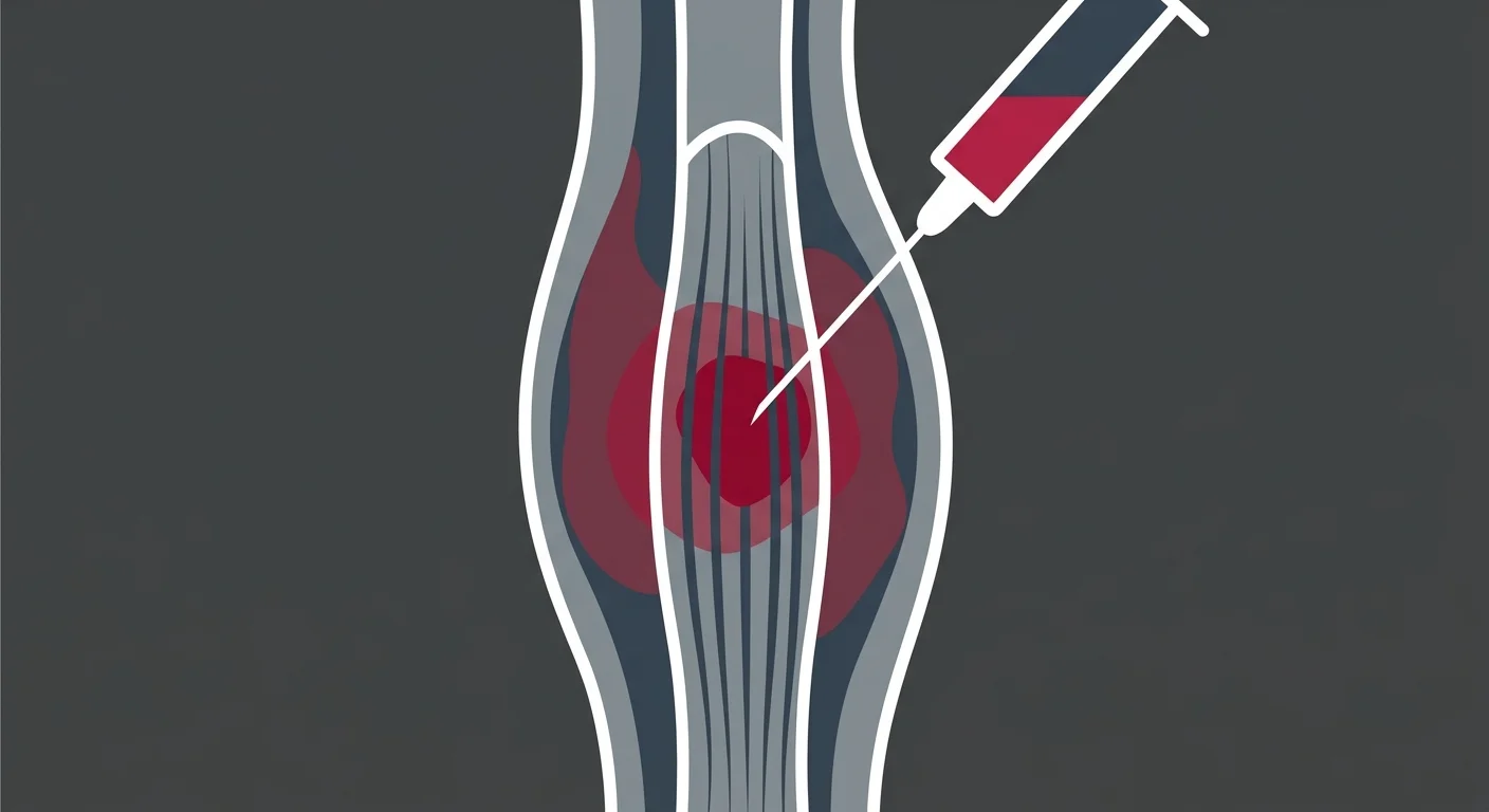 flat illustration of cortisone injection mechanism showing short term anti-inflammatory effect in tendon tissue