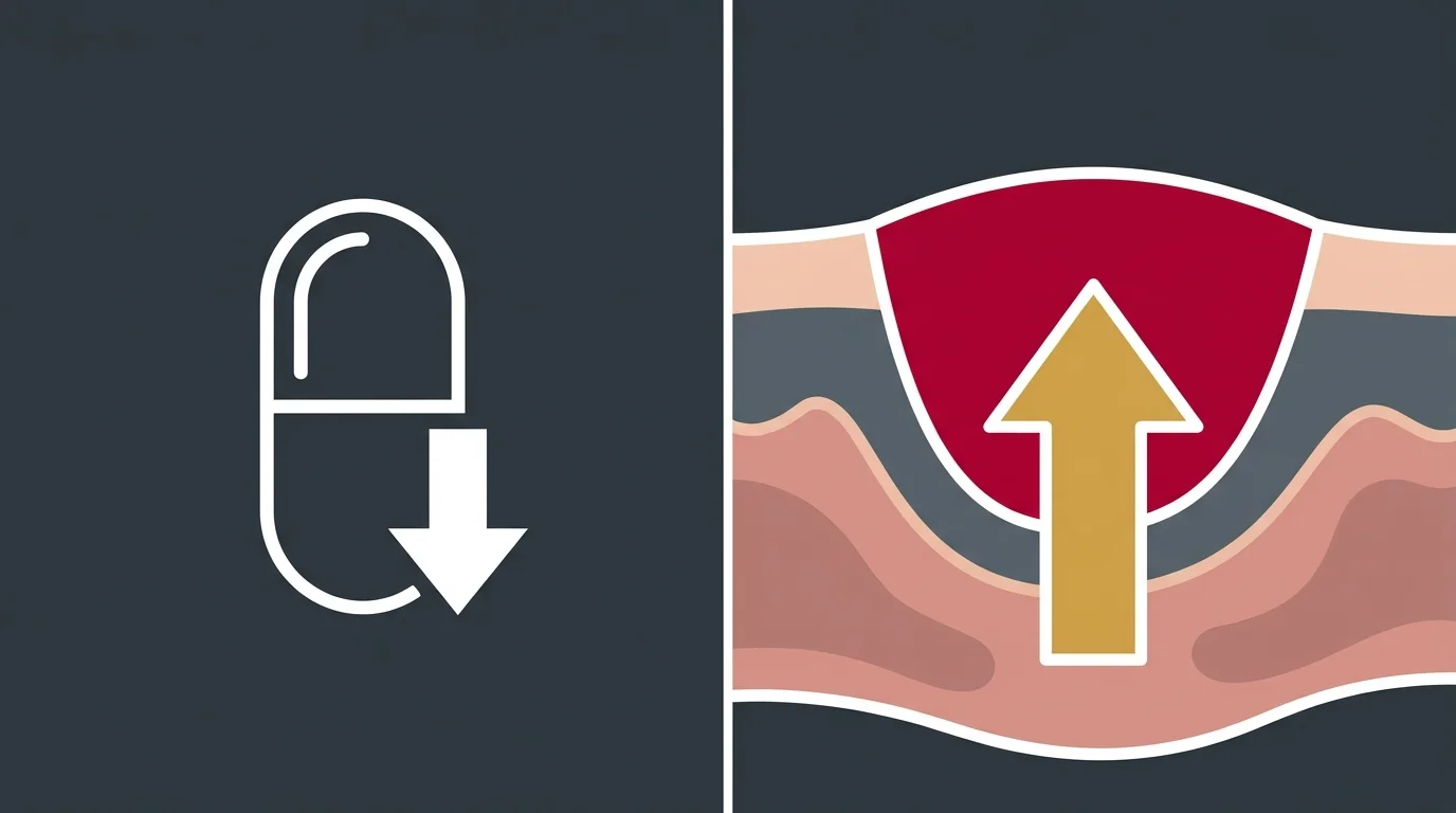 flat illustration comparing NSAID pain suppression versus tissue healing process in chronic pain
