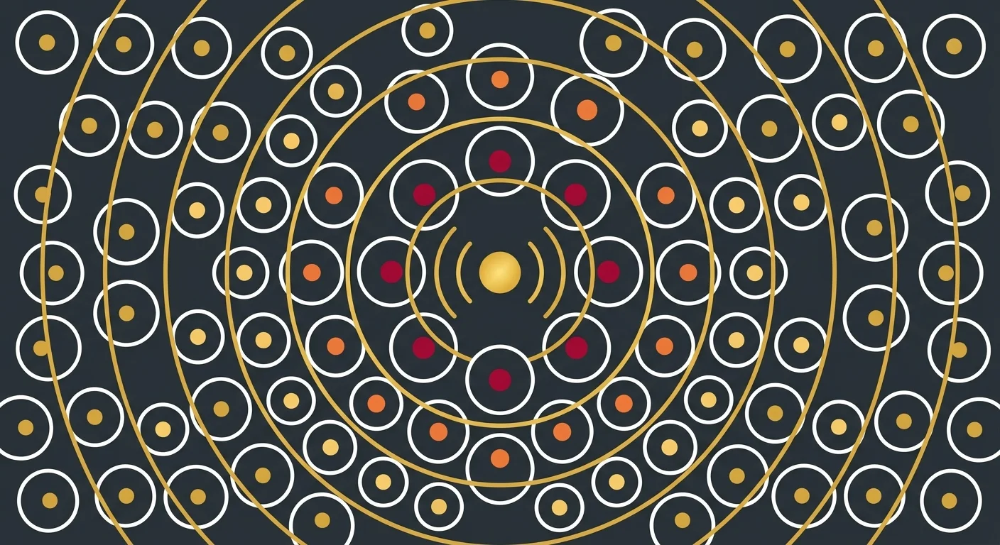 flat illustration of acoustic mechanotransduction shockwave signals activating tissue cells
