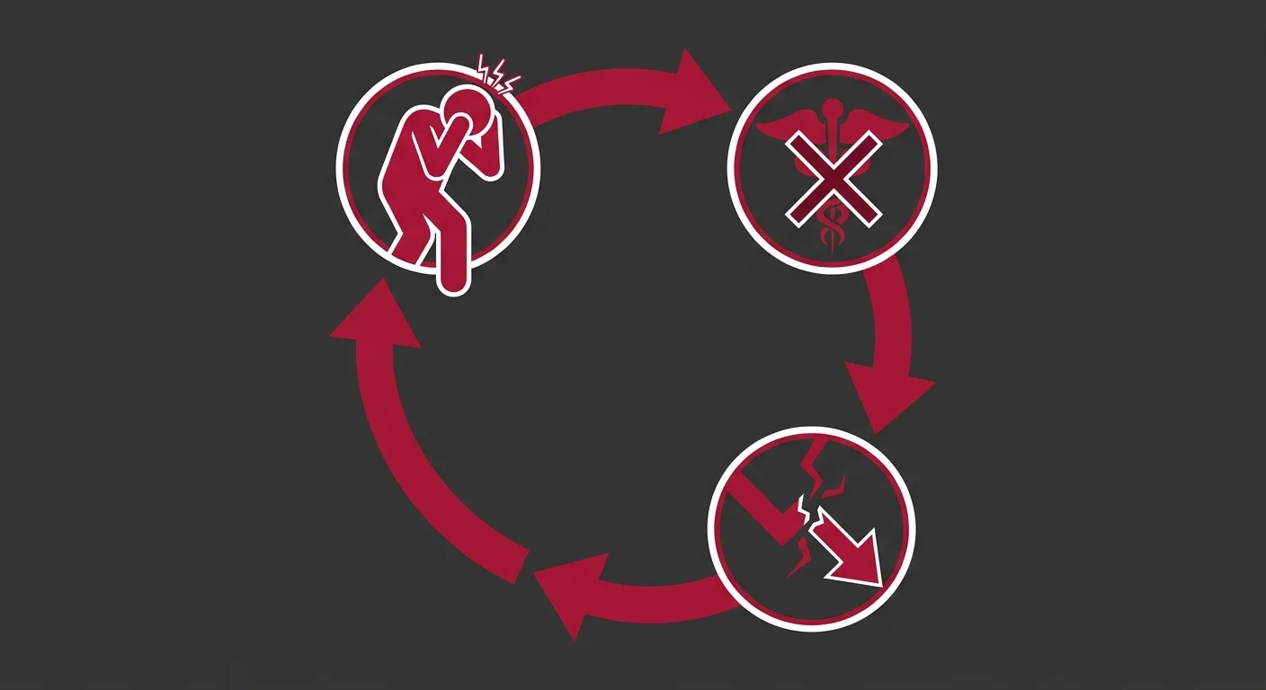 feedback loop diagram showing how medical dismissal worsens chronic pain outcomes