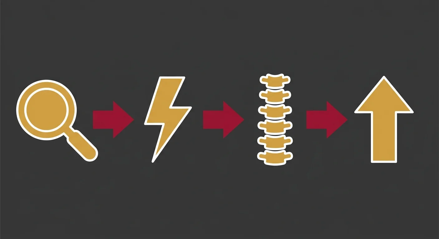 flat illustration of four phases of the Functional Rebirth chiropractic protocol