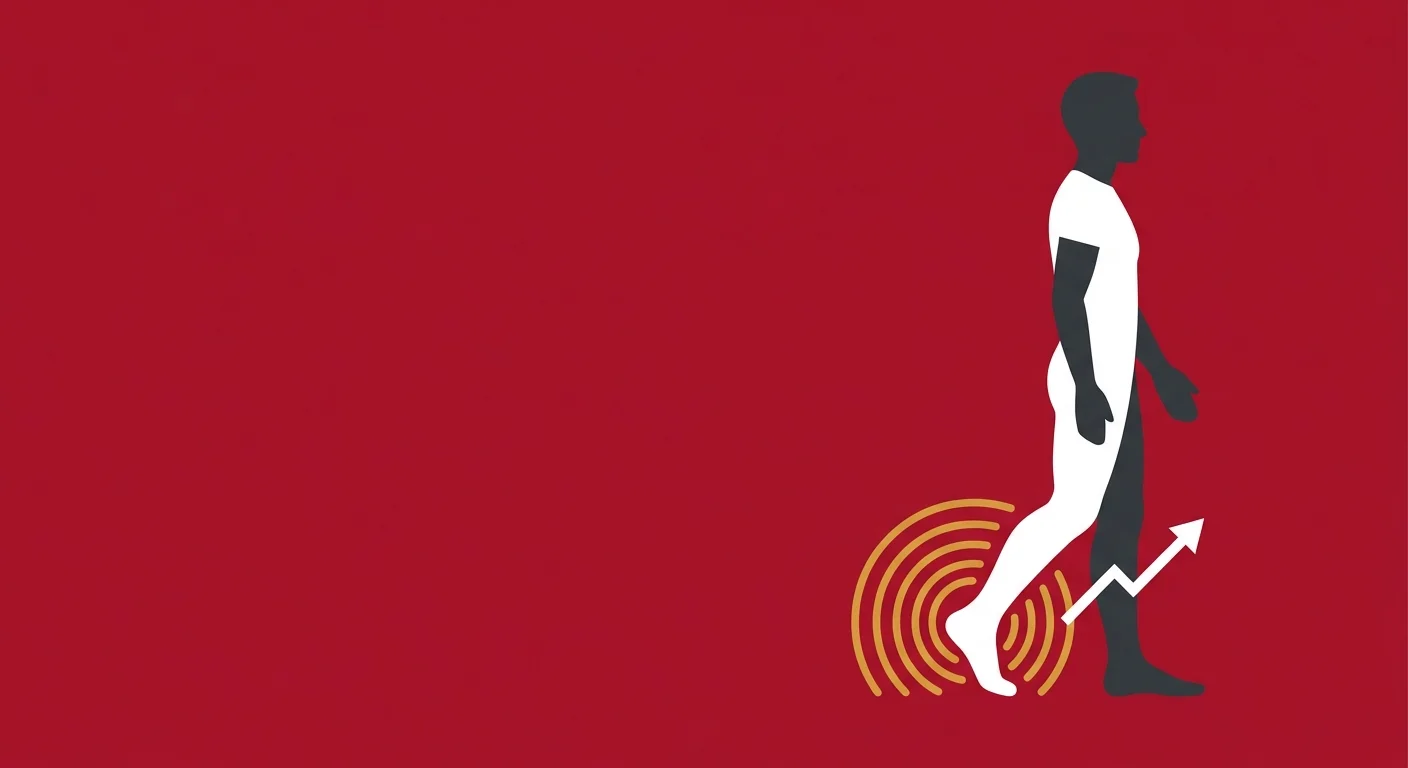 flat illustration of shockwave therapy treatment response monitoring at tendon insertion point