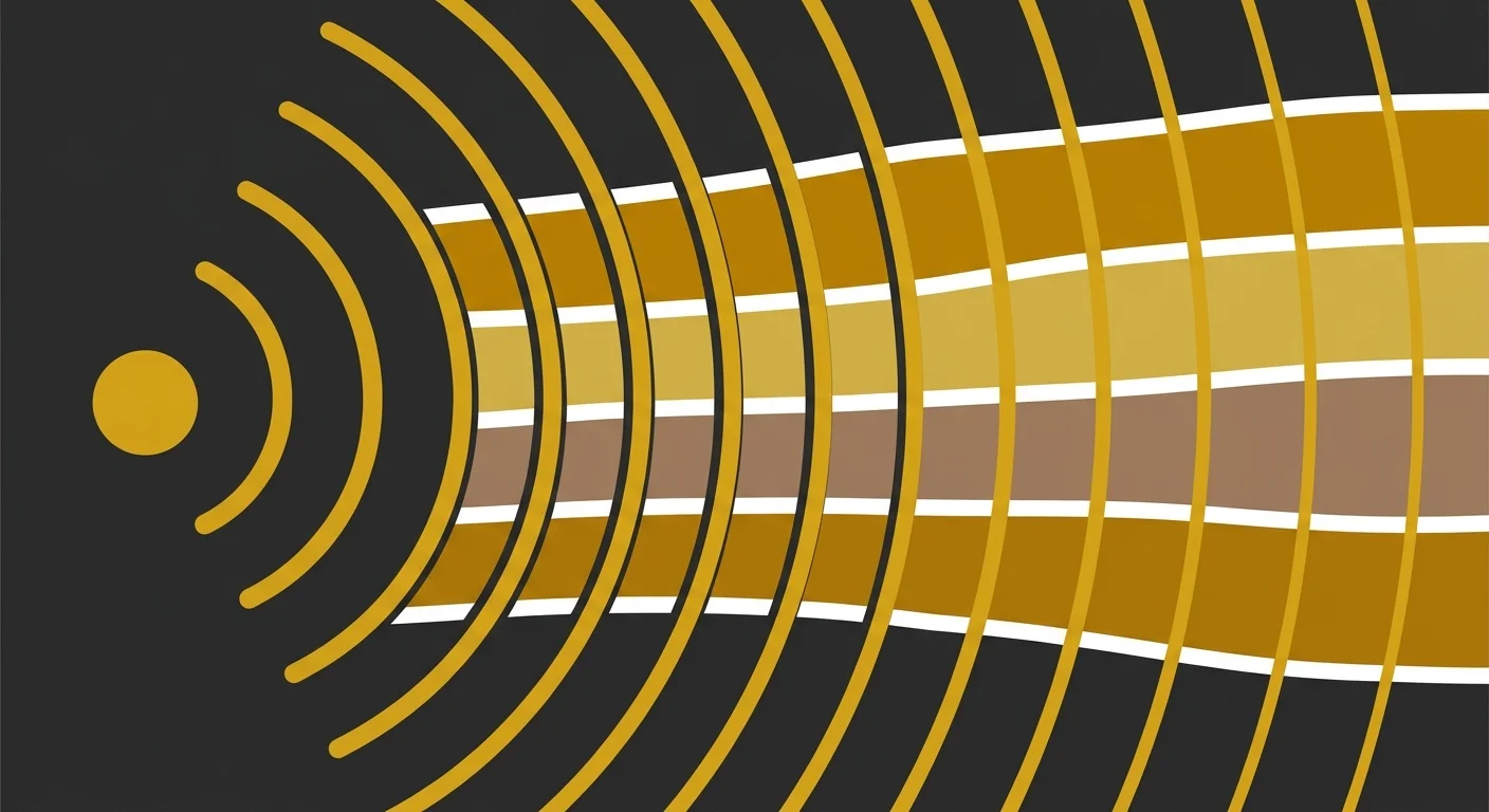 flat illustration of shockwave therapy acoustic energy targeting soft tissue layers