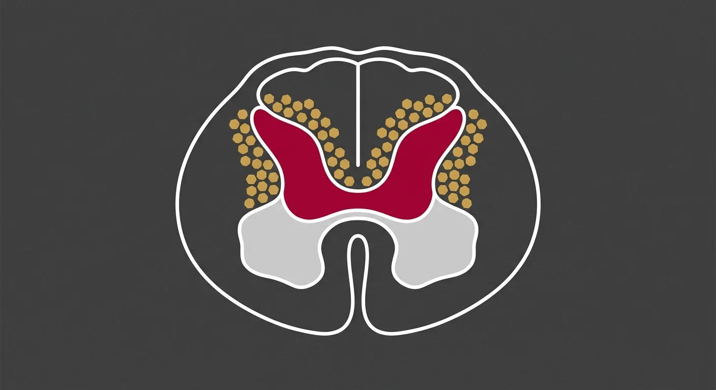 flat illustration of spinal cord dorsal horn central sensitization and glial cell activity