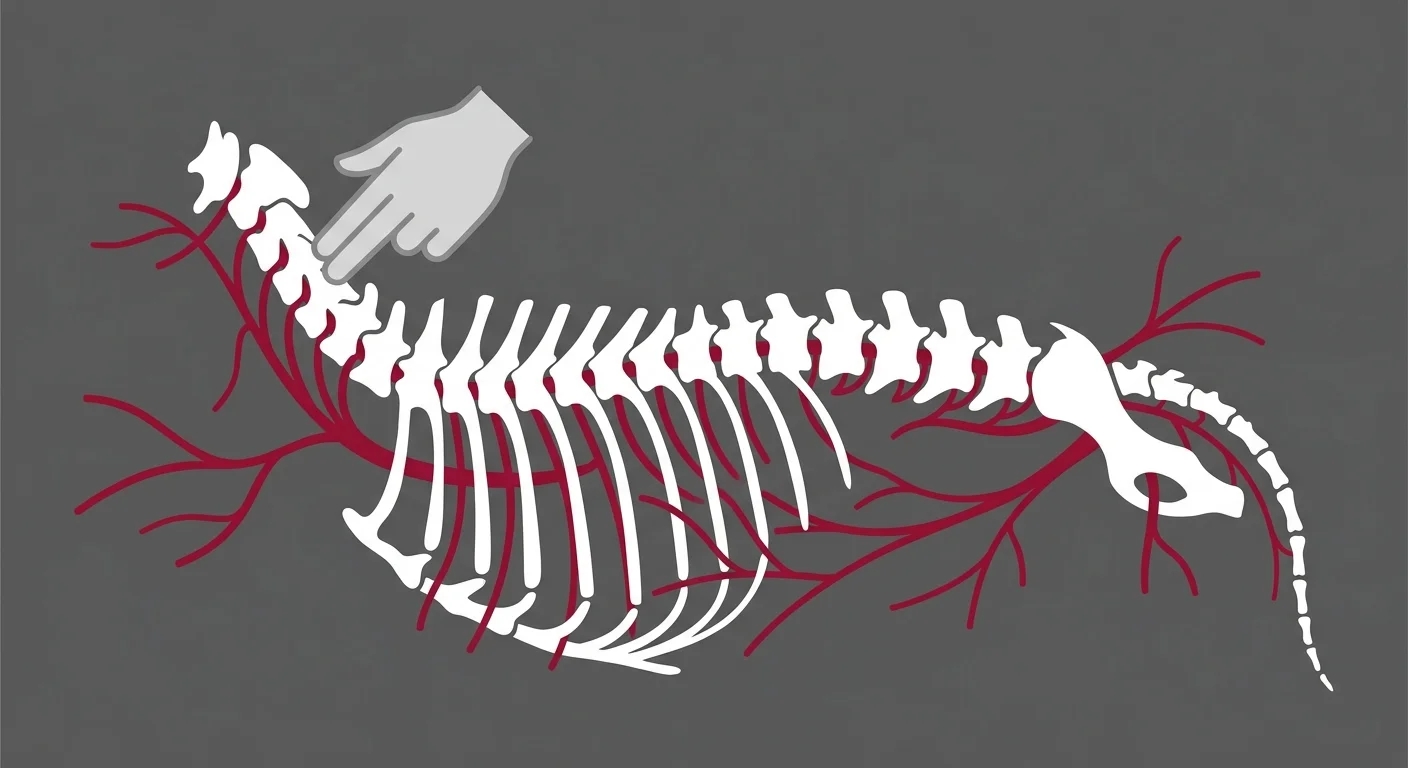 flat illustration of animal spinal nerve pathways and clinical assessment