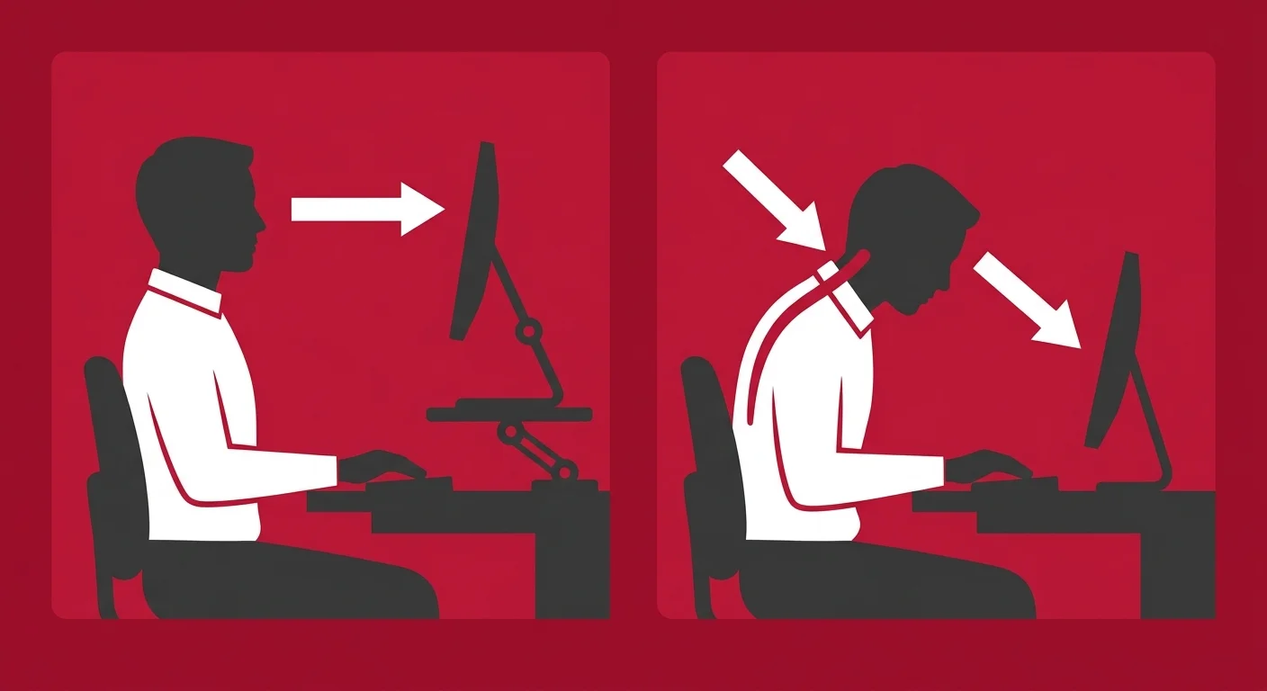 desk posture monitor height cervical spine load jaw clicking trigger