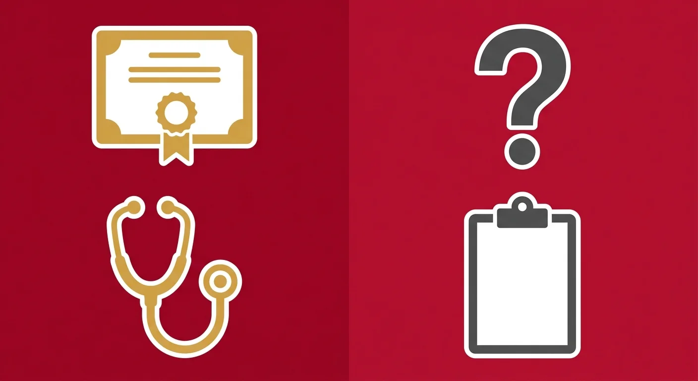 flat illustration comparing certified animal chiropractor credentials to lay practitioner