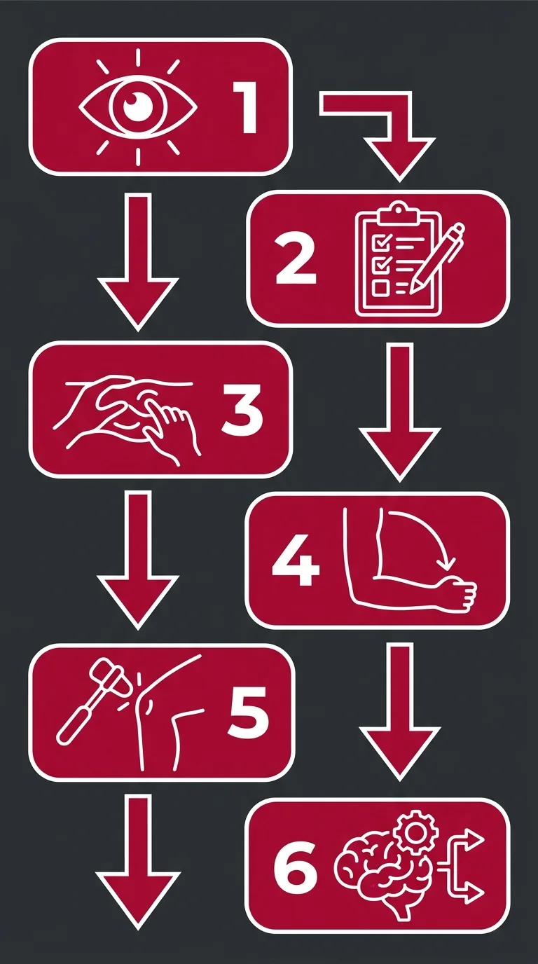 six stage canine chiropractic exam diagnostic process flow diagram