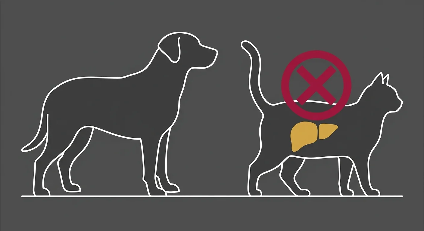 flat illustration comparing dog and cat NSAID metabolic risk differences