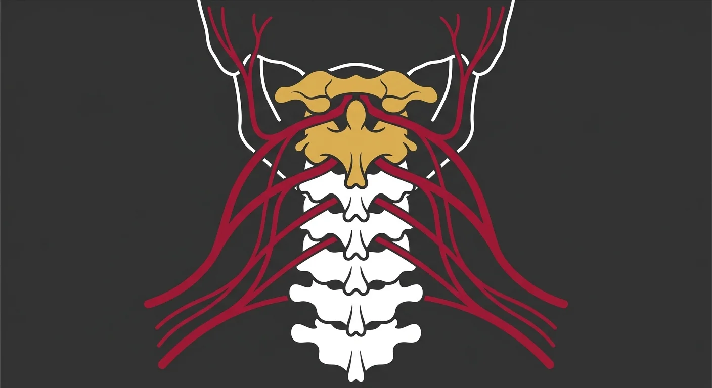 flat illustration of C1 C2 cervical spine nerve branches and their connection to jaw pain and TMJ