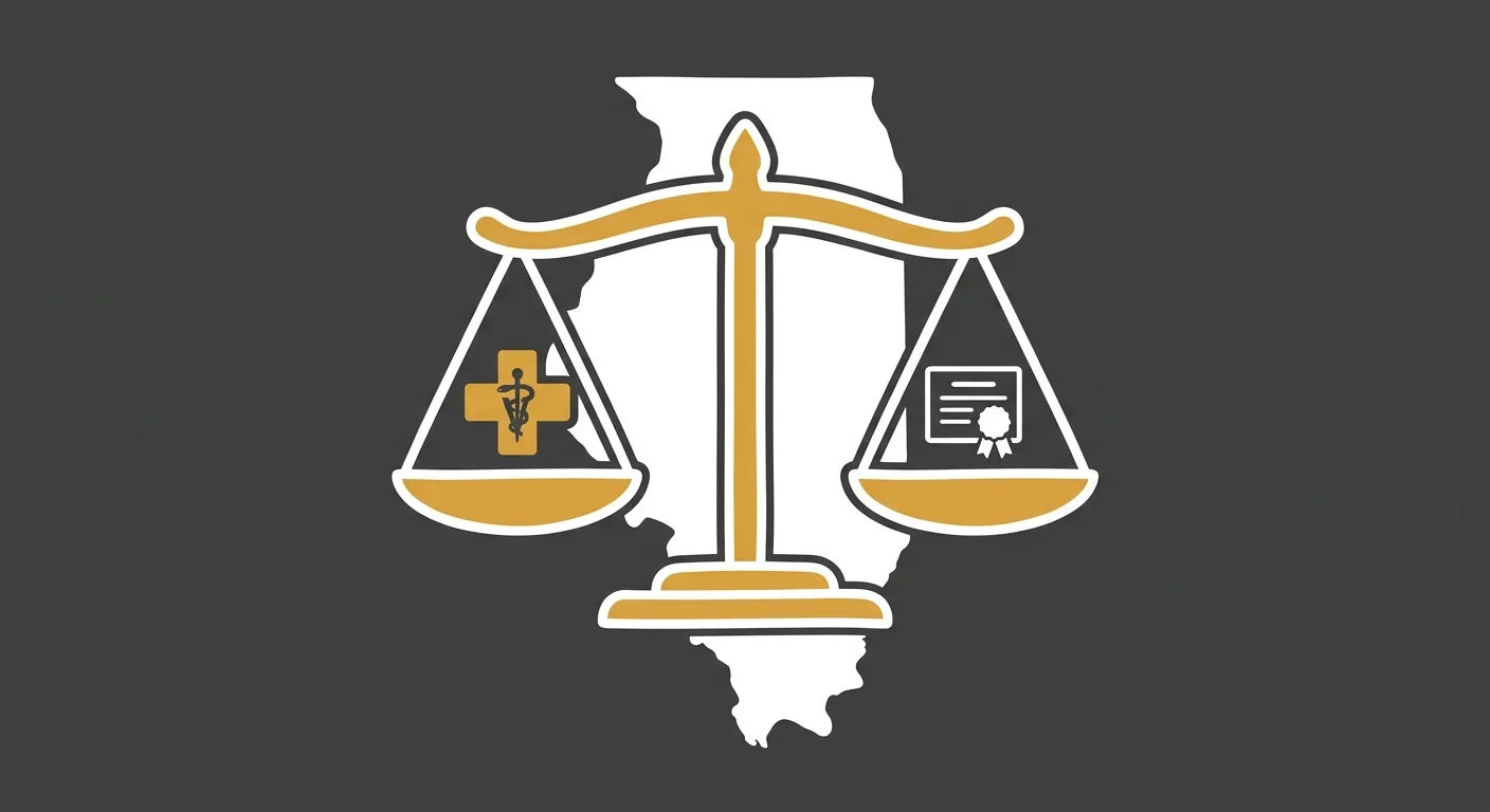 flat illustration of animal chiropractic legal requirements in Illinois