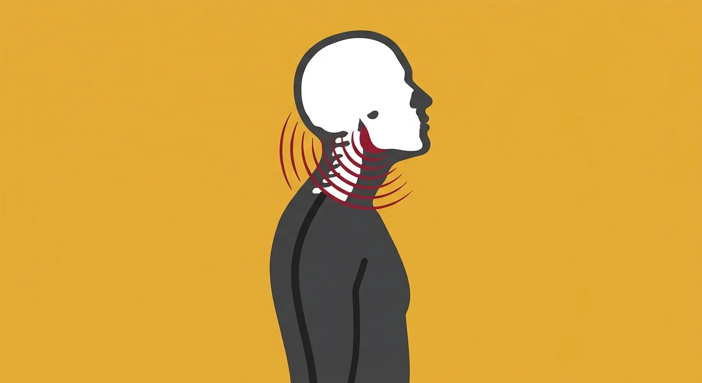 flat illustration of forward head posture increasing load on temporomandibular joint and cervical spine