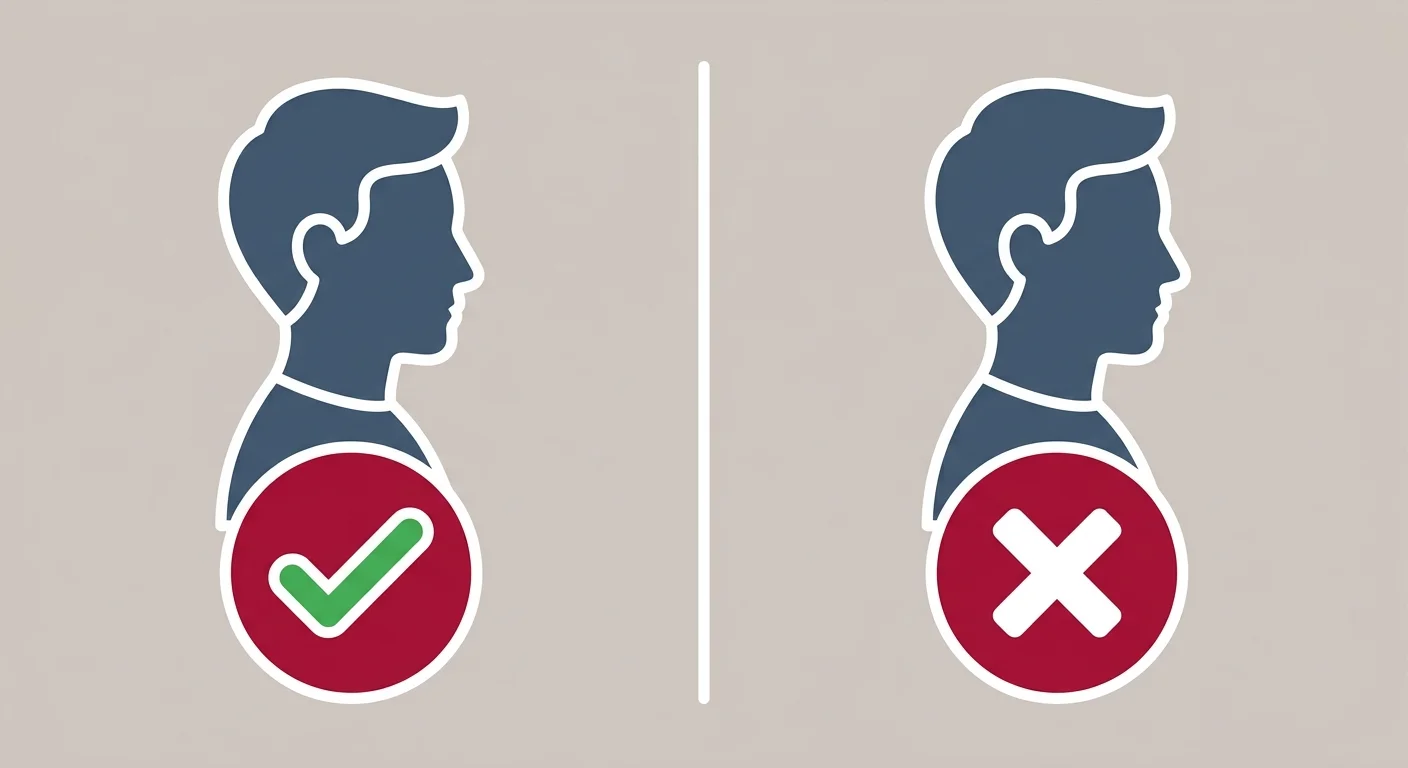 flat illustration of candidate versus non-candidate patient profiles for upper cervical TMJ mobilization