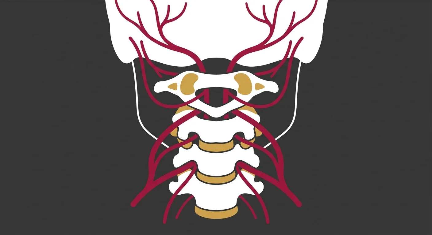 flat illustration of cervicogenic headache origin at upper cervical spine nerve roots