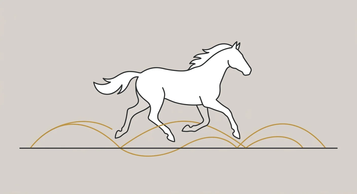 flat illustration of equine gait compensation pattern indicating spinal structural issue