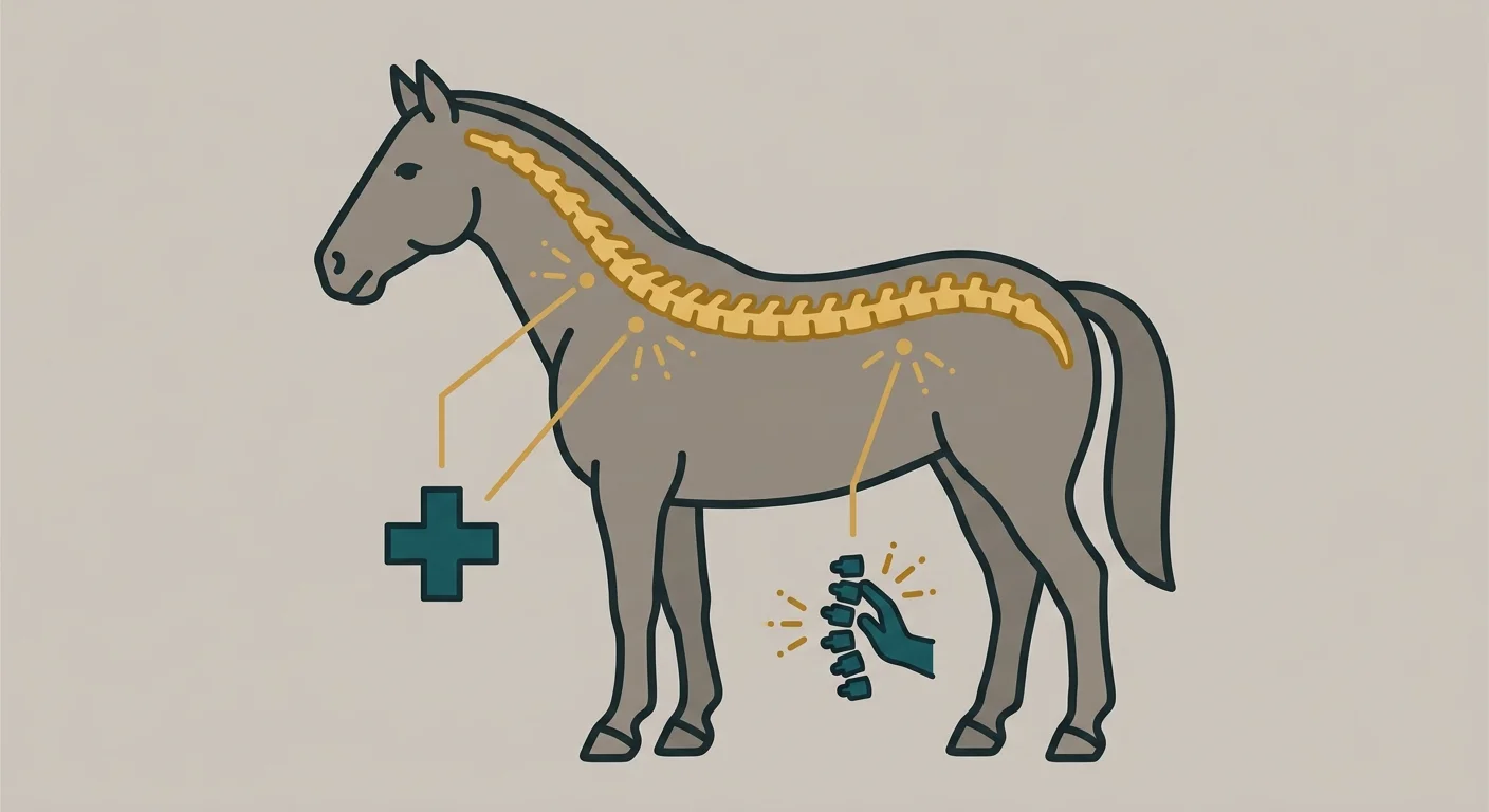 flat illustration showing animal chiropractic care integrated with primary veterinary treatment