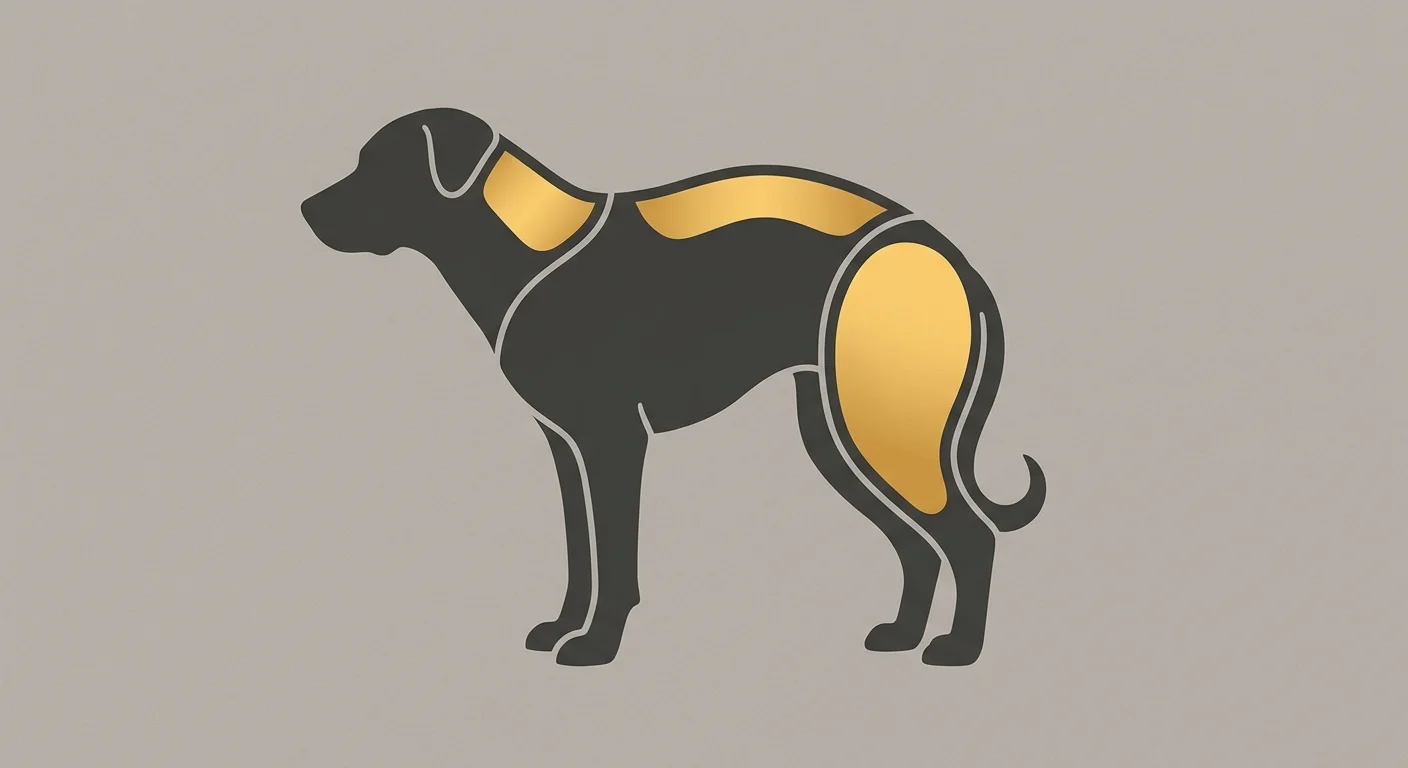 flat illustration of canine postural warning signs indicating spinal misalignment