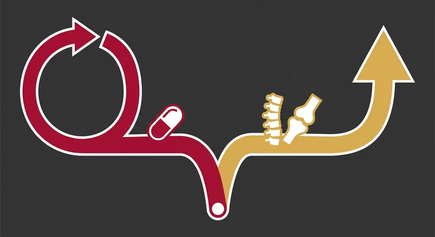 flat illustration of pharmaceutical versus structural animal chiropractic approach to pet joint pain